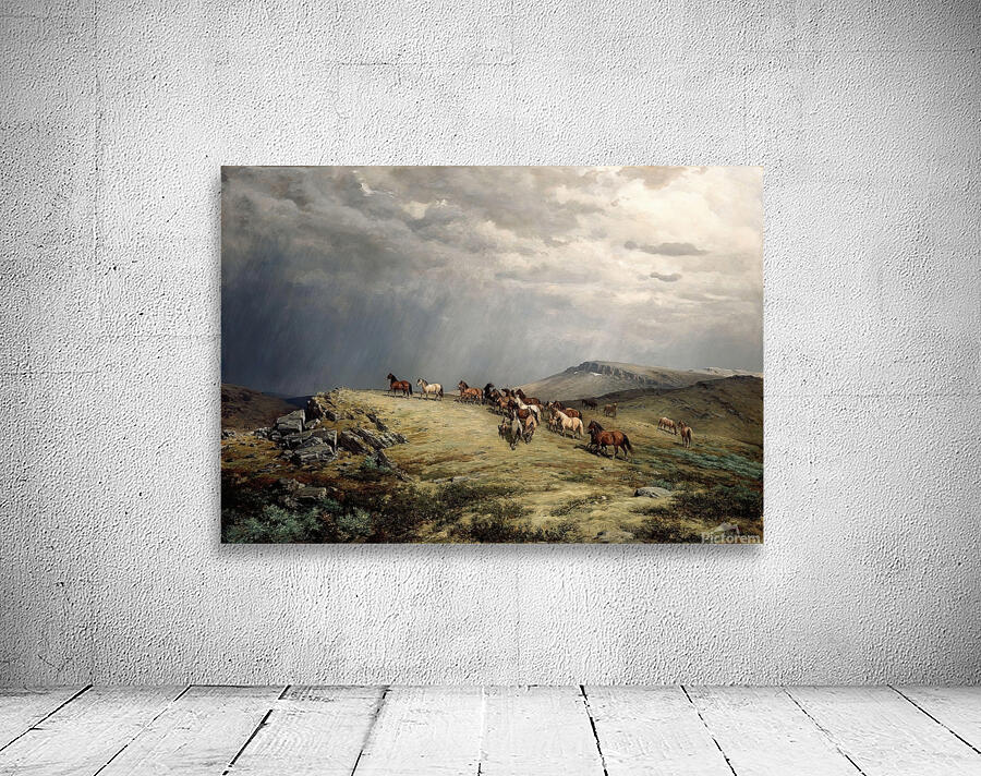 Horses in the Mountains [1889] by Peter Nicolai Arbo [1831–1892] Wall Preview