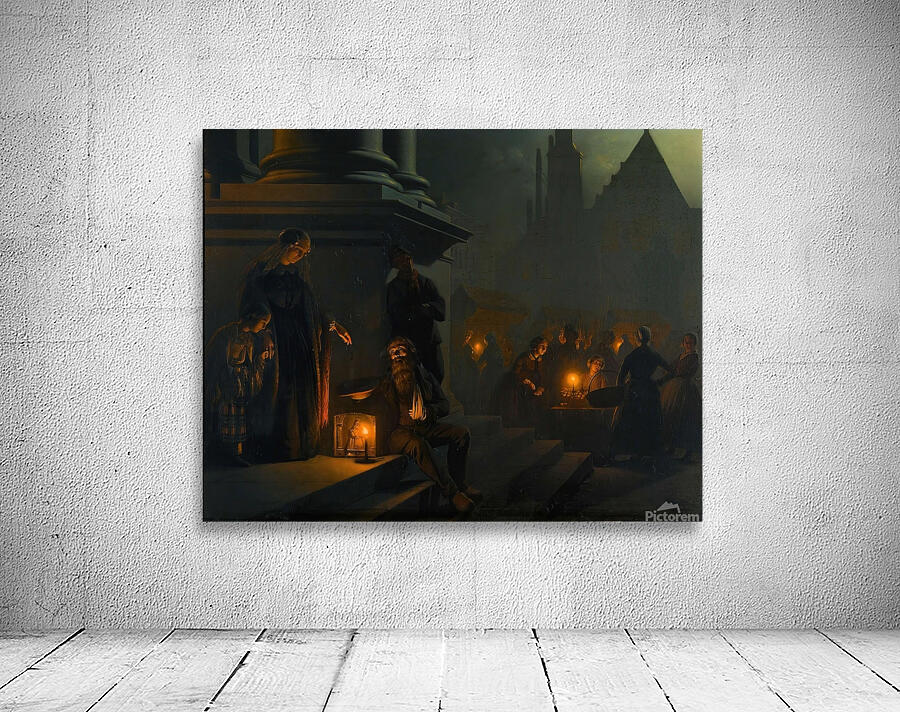 Charity in the night market by Petrus van Schendel [1806–1870] Wall Preview