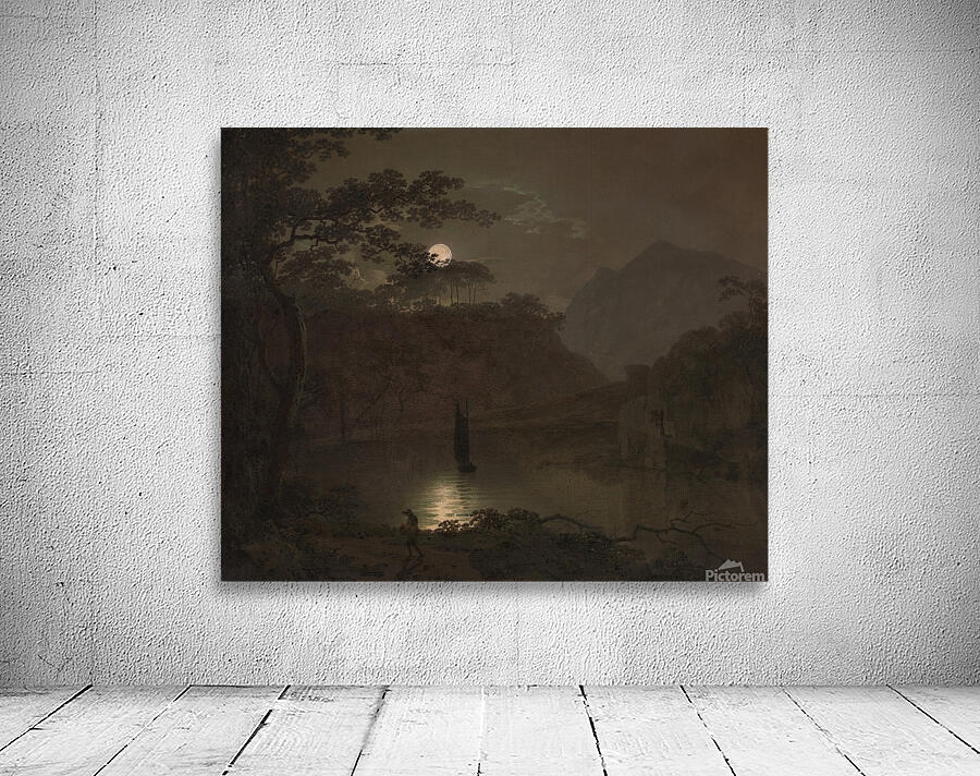 A Lake by Moonlight by Joseph Wright of Derby [1734–1797] Wall Preview