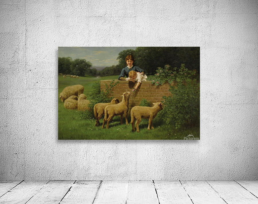 Child Feeding the Sheep by Samuel S. Carr [1837–1908] Wall Preview