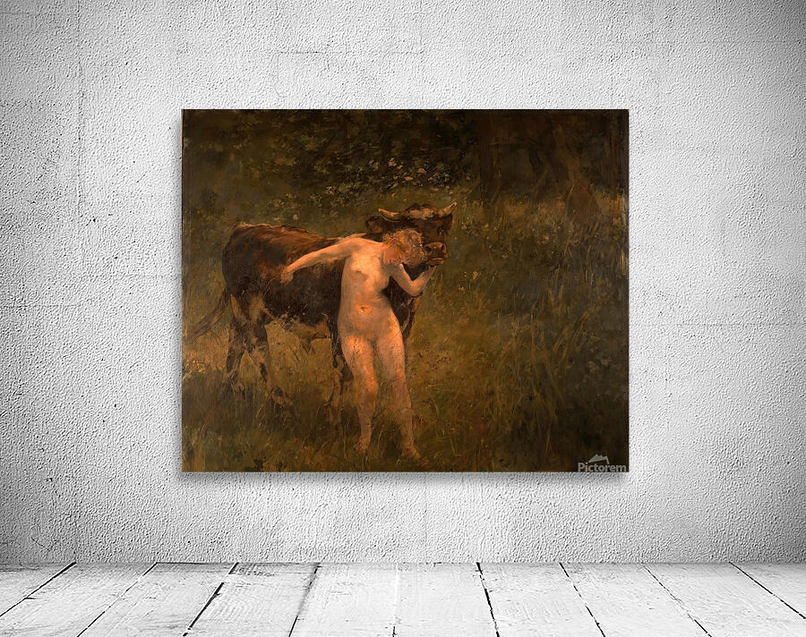 Woman and bull [1885] by Alfred Philippe Roll [1846–1919] Wall Preview