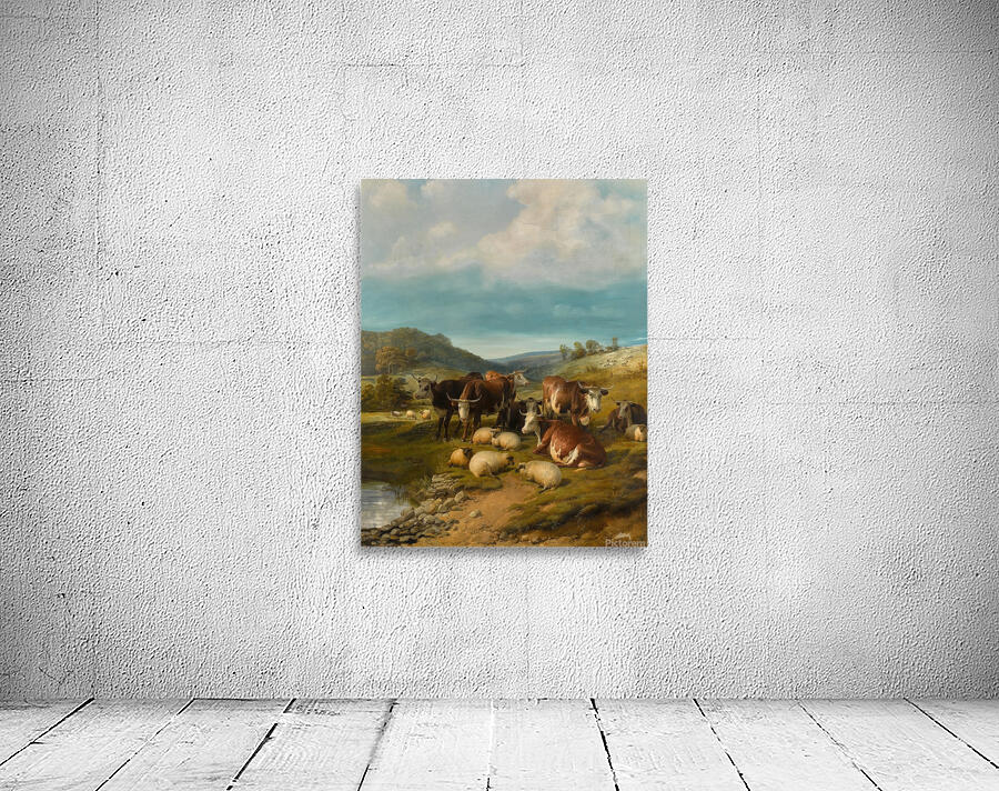 Cattle and Sheep at a Watering Place by Thomas Sidney Cooper [1803–1902] Wall Preview