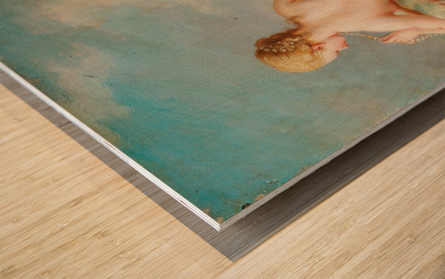 A Naiad lying upon a dolphin by Jacques Charlier [1720–1790] Wood print