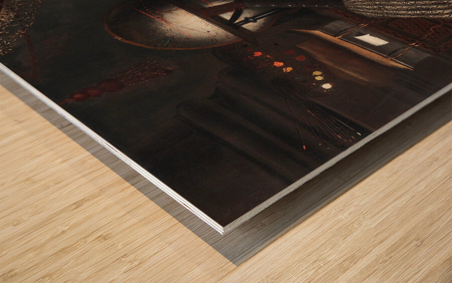 Still Life With Musical Instruments. Books And Playing Cards by Bartolomeo Bettera [1639–c. 1688] Wood print