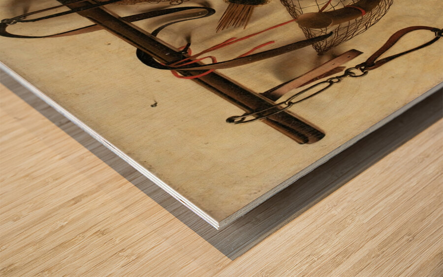 Still life with falconry instruments by Christoffel Pierson [1631–1714] Wood print