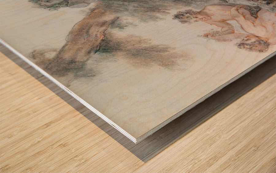 Nymphes et Satyres auprès d’un terme de Bacchus [18th century] by Jacques–Philippe Caresme [1734–1796] Wood print