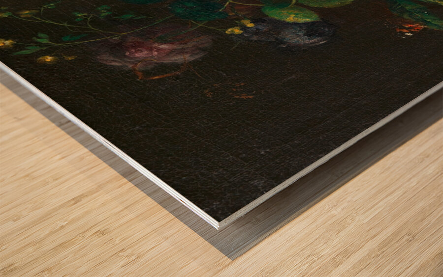 Blumenstillleben mit Früchten [1790] by Johann Baptist Drechsler [1756–1811] Wood print