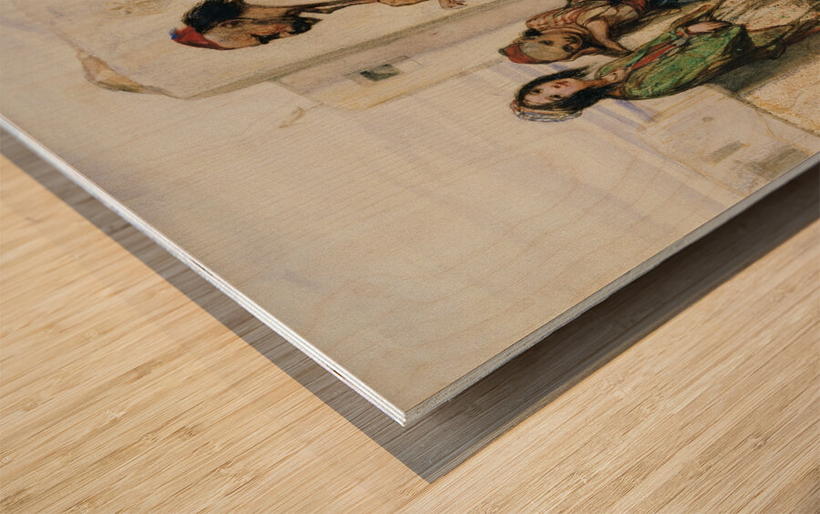 On the Roof of an Oriental House [1830] by Alexandre–Gabriel Decamps [1803–1860] Wood print