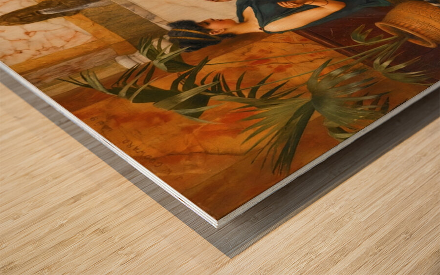 The Tigerskin [Sewing Girl] [1889] by John William Godward [1861–1922] Wood print