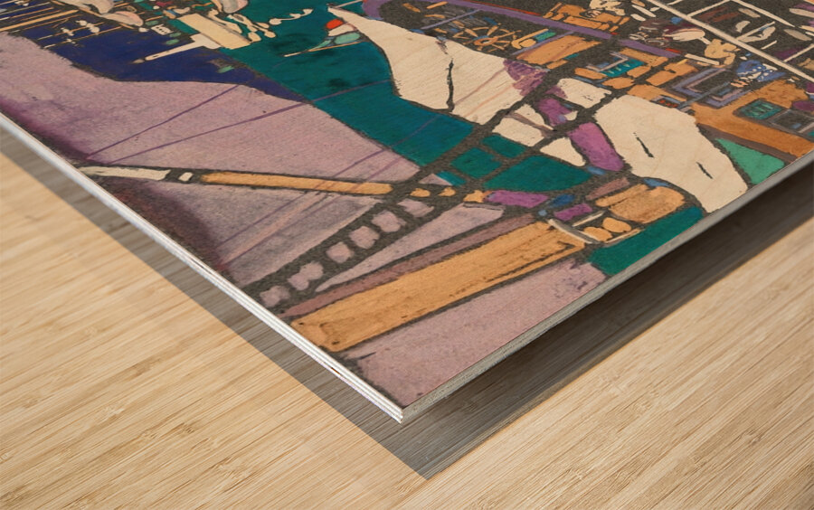 Entwurf Für Ein Schiffsplakat [Study For A Ship Poster] [1906] by Wassily Kandinsky [1866–1944] Wood print