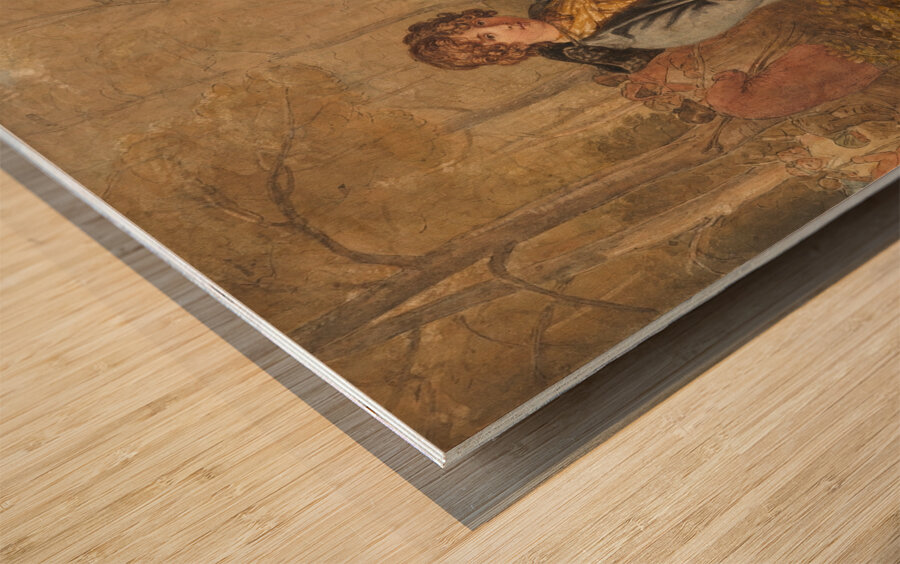 Barking Timber in Wychwood Forest. Oxfordshire [1818] by Joshua Cristall [1765–1847] Wood print