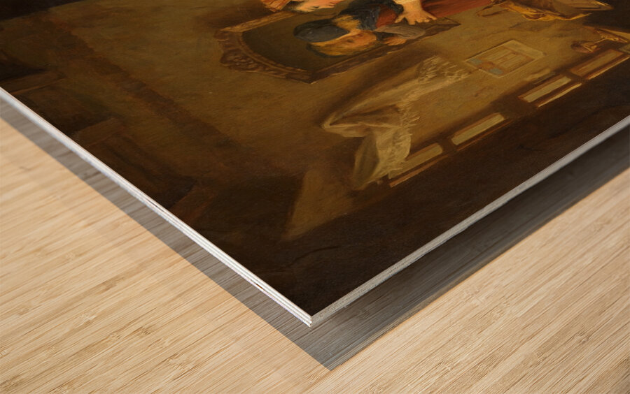 Woman And Child Before A Mirror [1870s] by Paul Seignac [1826–1904] Wood print