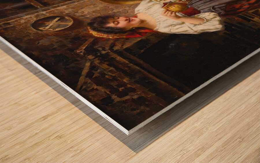 Grandpa’s coffee by Eugenio Zampighi [1859–1944] Wood print