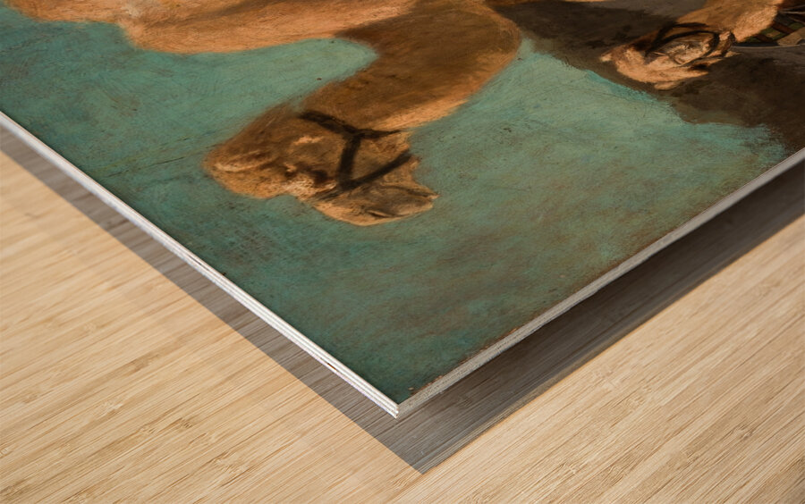 Two Camels [1853–1854] by Henryk Rodakowski [1823–1894] Wood print