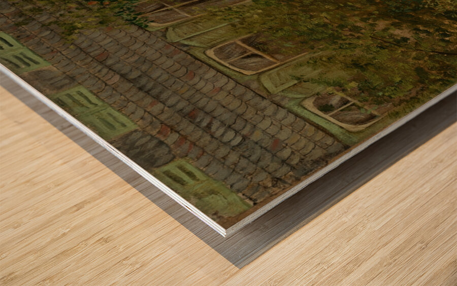 Garten eines Landhauses mit Giesskanne und Rechen [ca 1890] by Hans Thoma [1839–1924] Wood print