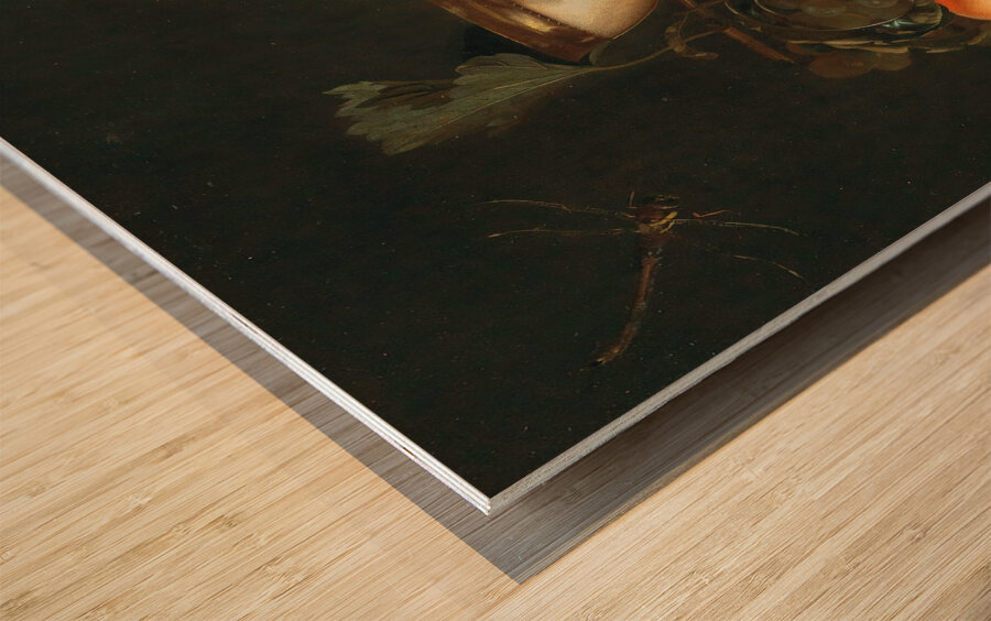 Still life with a Nautilus cup. Grapes and peaches by Abraham de Lust [active c. 1650–after 1659] Wood print