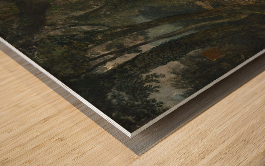 A Girl Collecting Berries By a Brook In a Wooded Landscape by Francis Danby [1793–1861] Wood print