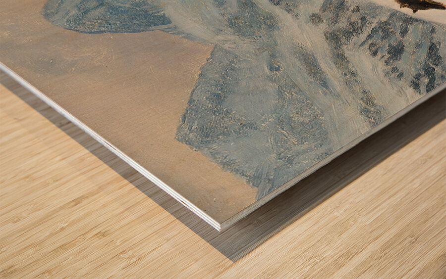 En grønlænder holder hvil ved sin hundeslæde [1893] by Carl Rasmussen [1841–1893] Wood print