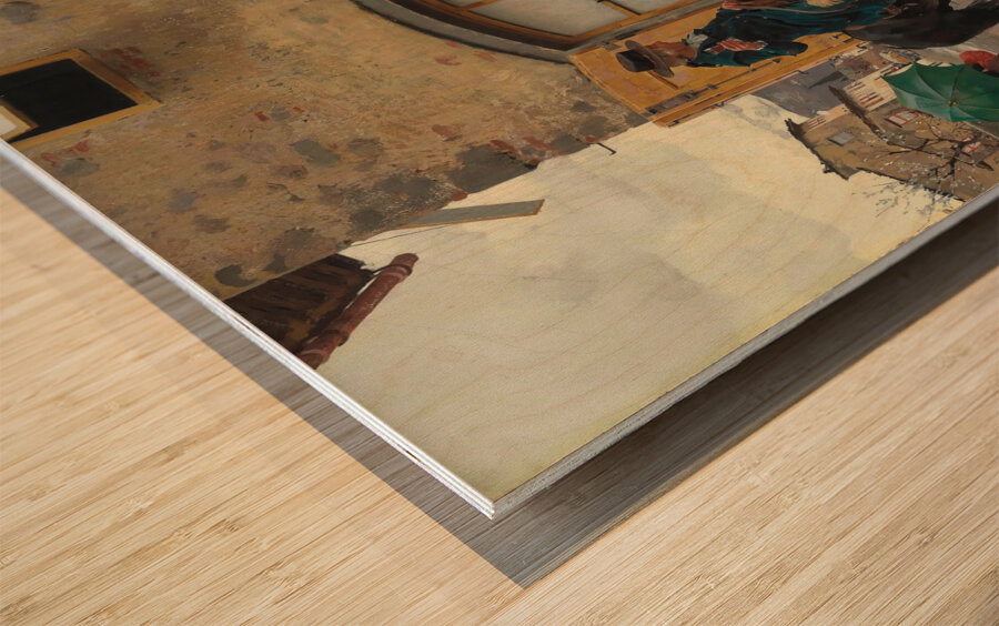 Stopping for a Drink [1888] by Raffaello Sorbi [1844–1931] Wood print