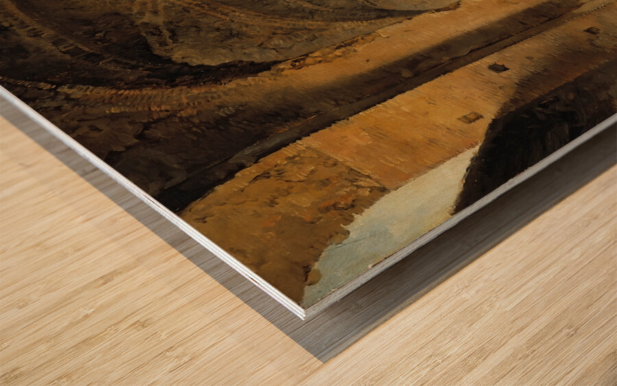 A Monk In A Ruin Which Has Been Made Into A Wine Cellar [1823] by Alexander Lauréus [1783–1823] Wood print