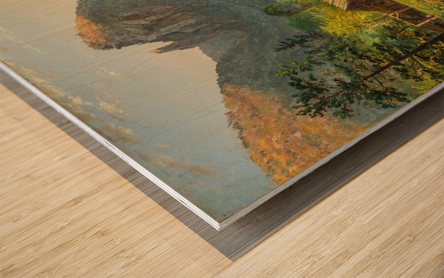 Pioneer’s Home. Eagle Cliff. White Mountains [1859] by Jasper Francis Cropsey [1823–1900] Wood print