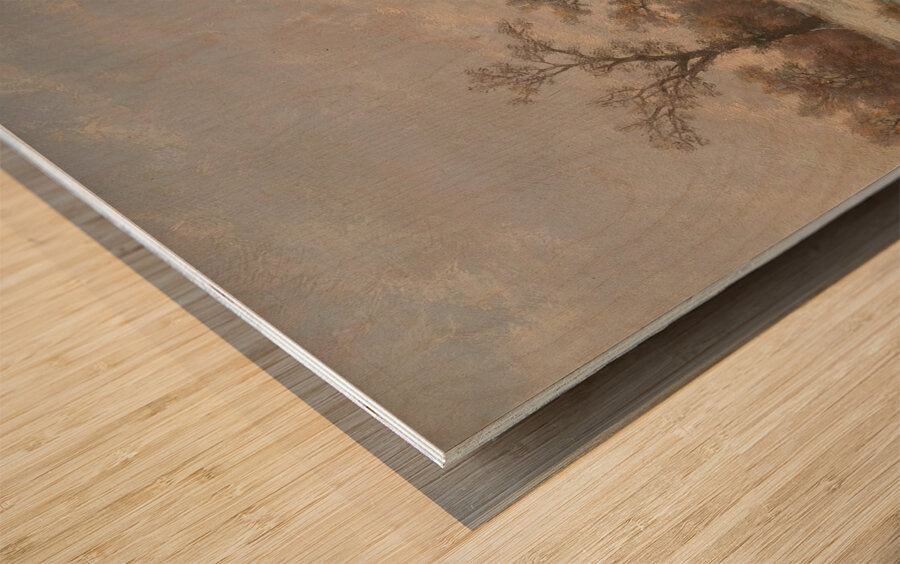 Winter landscape with decorative figures [1890] by Remigius Adrianus van Haanen [1812–1894] Wood print