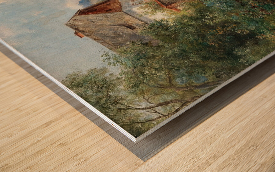 A Rustic Garden in Blossom in the Countryside. By Emil Barbarini [1855–1933] Wood print