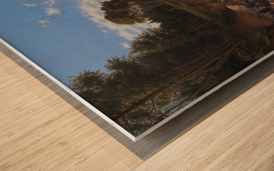 Church–Goers Arriving By Boat At The Parish Church Of Leksand On Siljan Lake. Sweden [1853] by Wilhelm Marstrand [1810–1873] Wood print