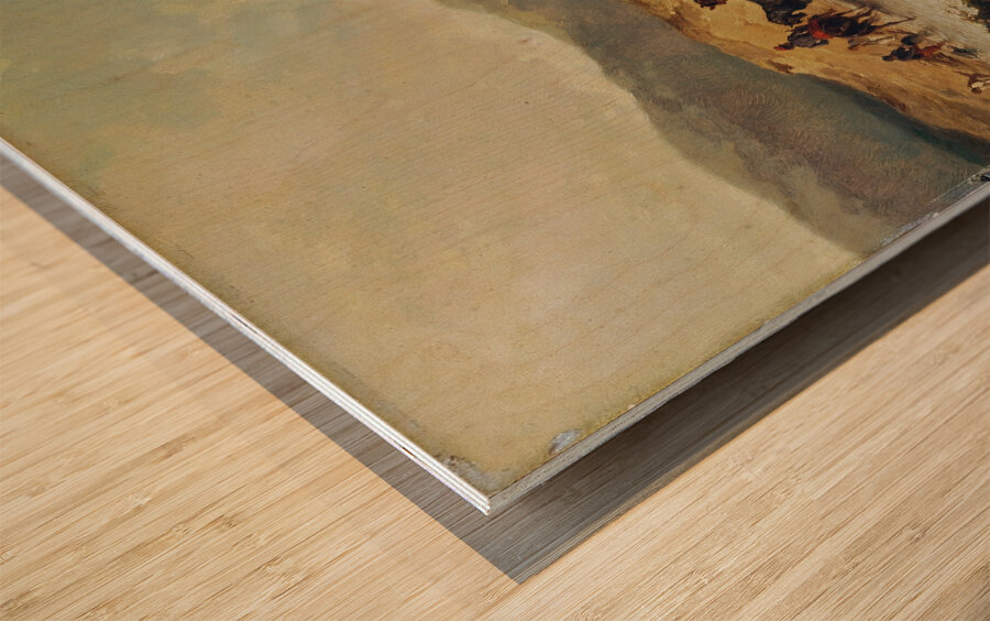 Französische Kavallerie in der Pferdeschwemme [1867] by Joseph Anton Strassgschwandtner [1826–1881] Wood print