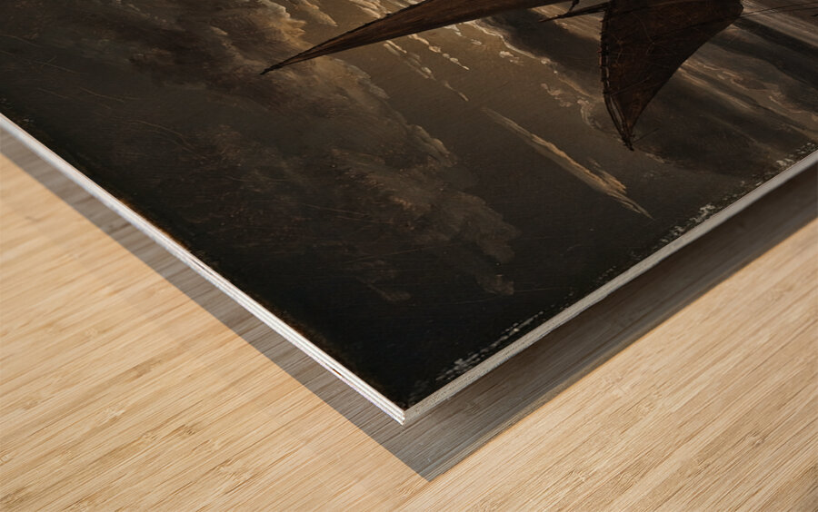 Vesuvius In Eruption. Moonlight [1821] by Johan Christian Dahl [1788–1857] Wood print