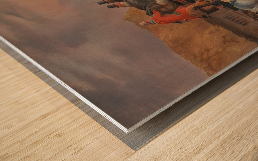 Mail Coaches on the Road– the Quicksilver’ Devonport–London Royal Mail about to Start with a new Te… by Charles Cooper Henderson [1803–1877] Wood print