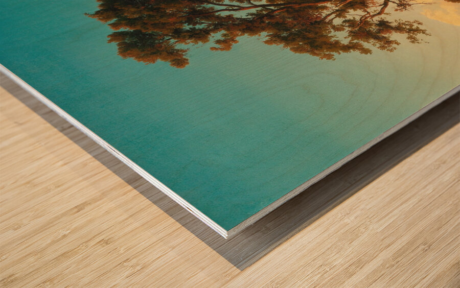 A majestic tree in the evening light by Oswald Achenbach [1827–1905] Wood print