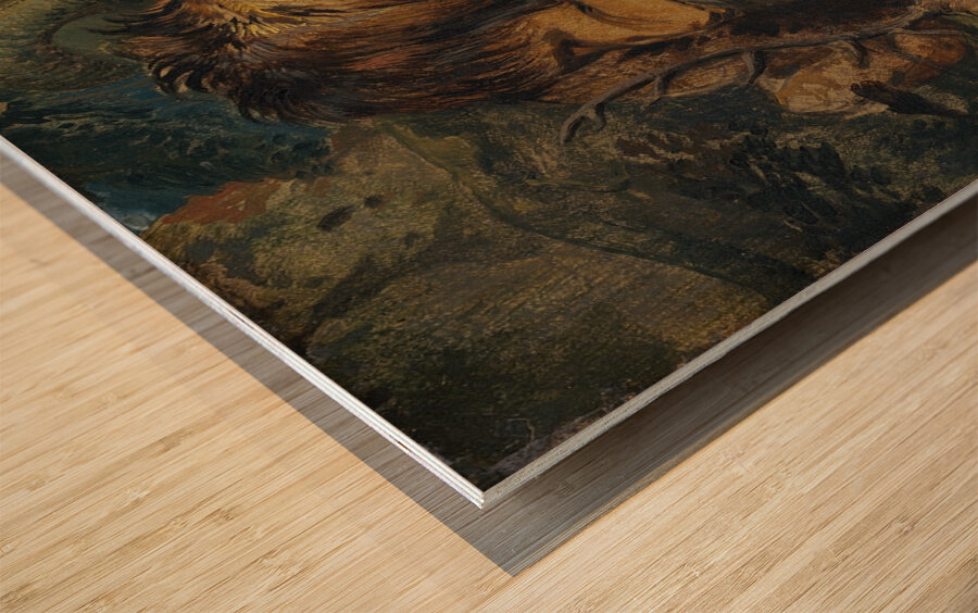 Lion Defending its Prey [c. 1840] by Sir Edwin Henry Landseer [1802–1873] Wood print