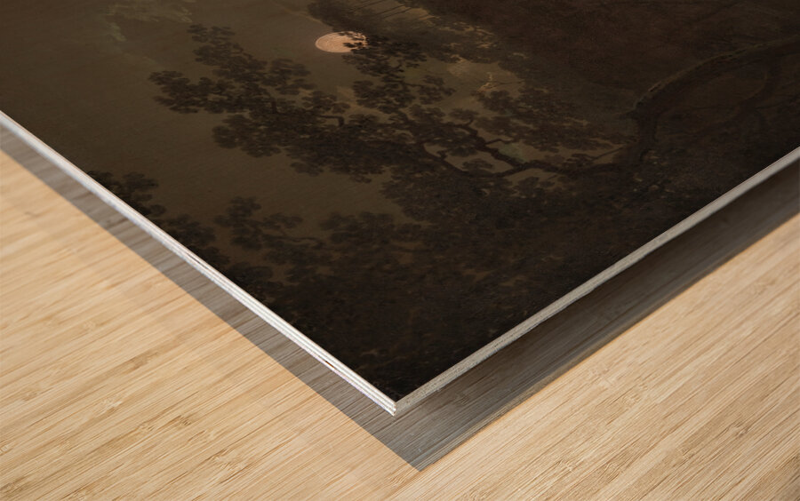 A Lake by Moonlight by Joseph Wright of Derby [1734–1797] Wood print