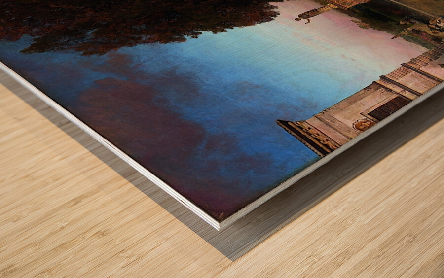 In the Park of the Villa Borghese [1886] by Oswald Achenbach [1827–1905] Wood print