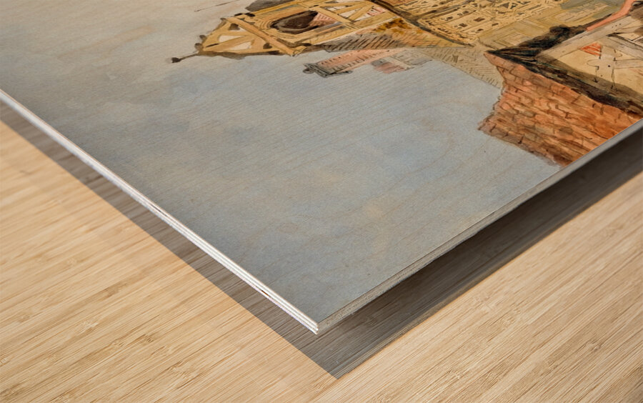 Marketplace at Bruges by Samuel Prout [1783–1852] Wood print