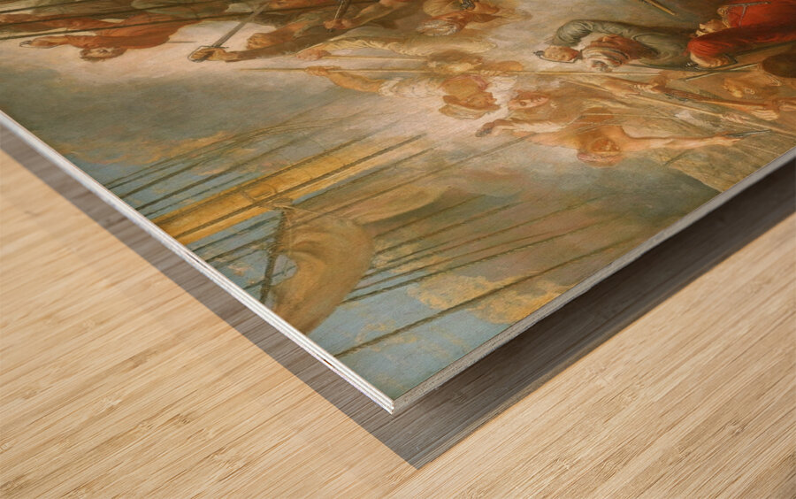 Captain William Rogers capturing the ‘Jeune Richard’. 1 October 1807 [1808] by Samuel Drummond [1766–1844] Wood print