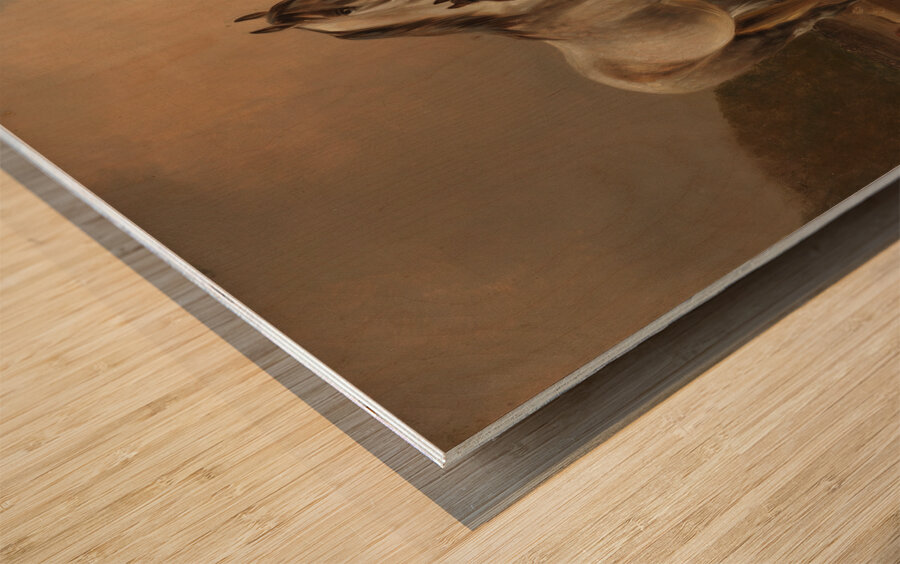 Stute mit Fohlen vor weiter Hügellandschaft [1845] by Friedrich Voltz [1817–1886] Wood print