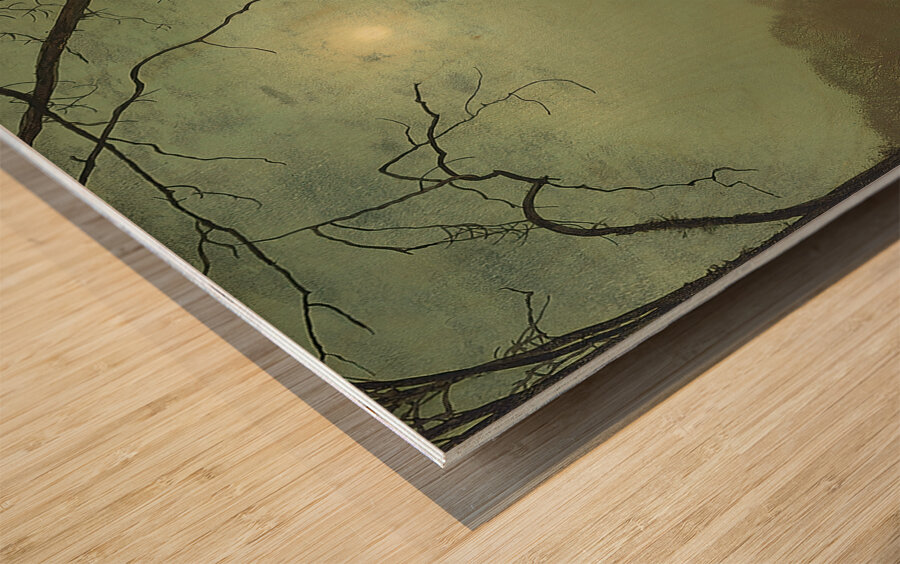 Moonlight on the lake. Roundhay Park. Leeds by John Atkinson Grimshaw [1836–1893] Wood print