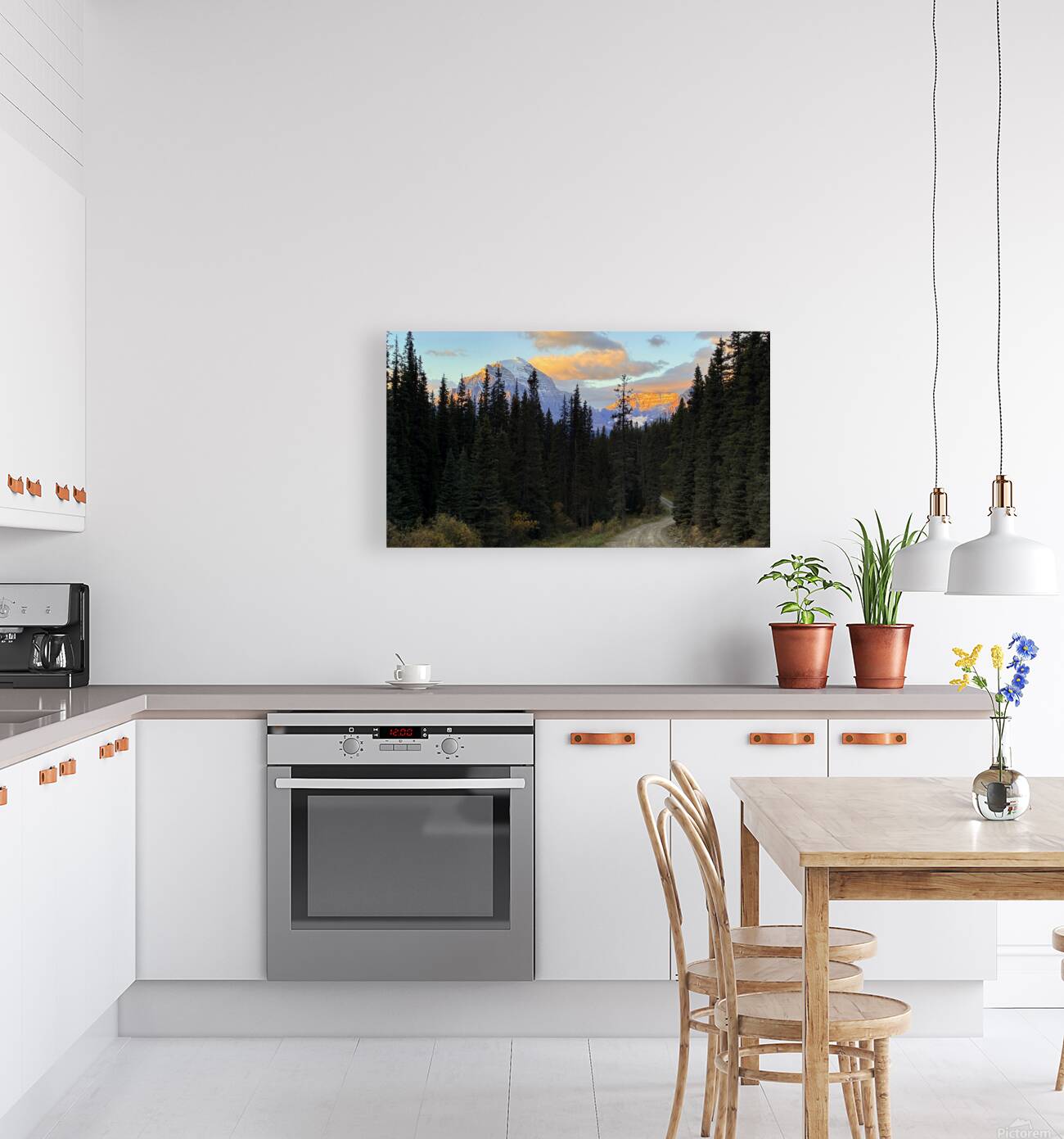 Temple and Hungabee Mountains alpenglow Reproduction