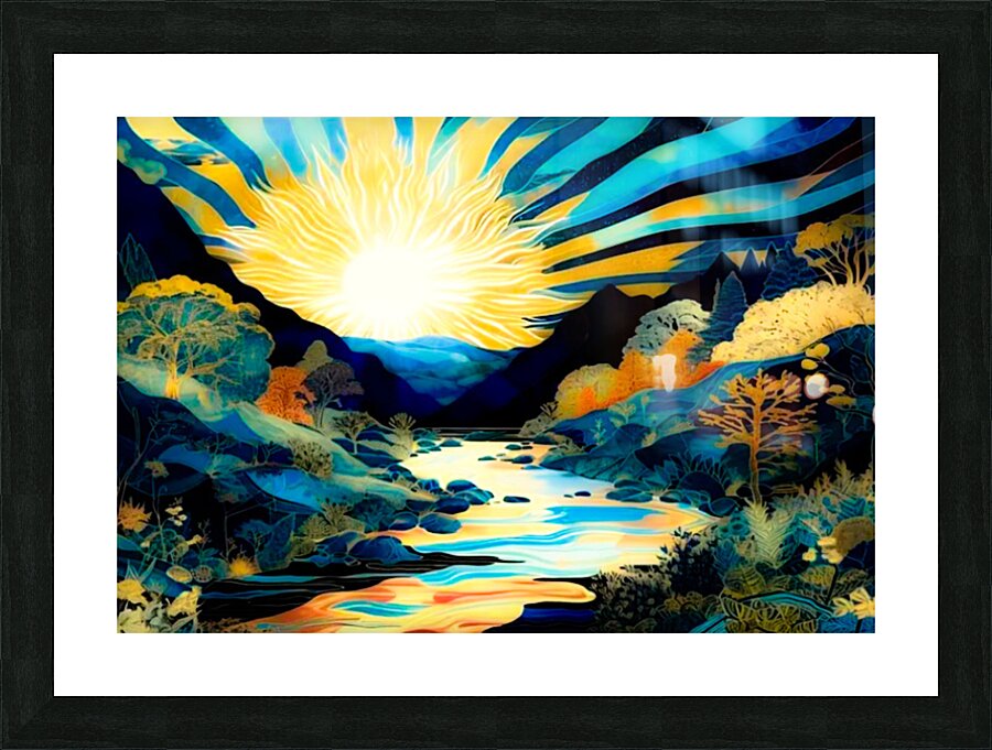 Sun Over River Picture Frame print
