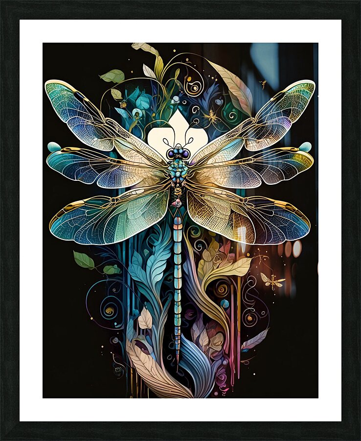 With A Dragonfly Picture Frame print