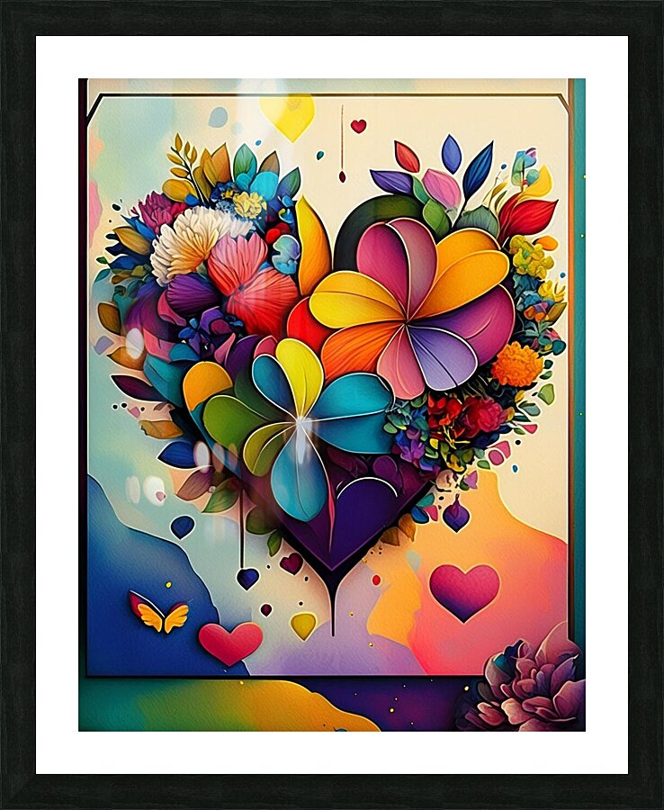 Flower Heart Picture Frame print
