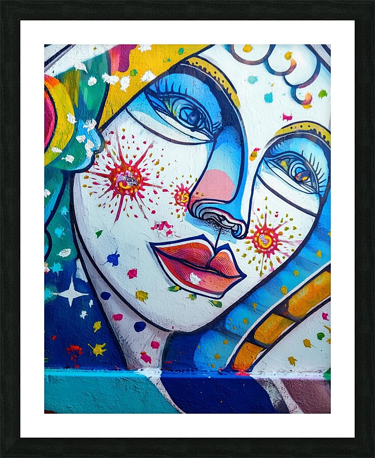 Blue Face Red Lips Picture Frame print