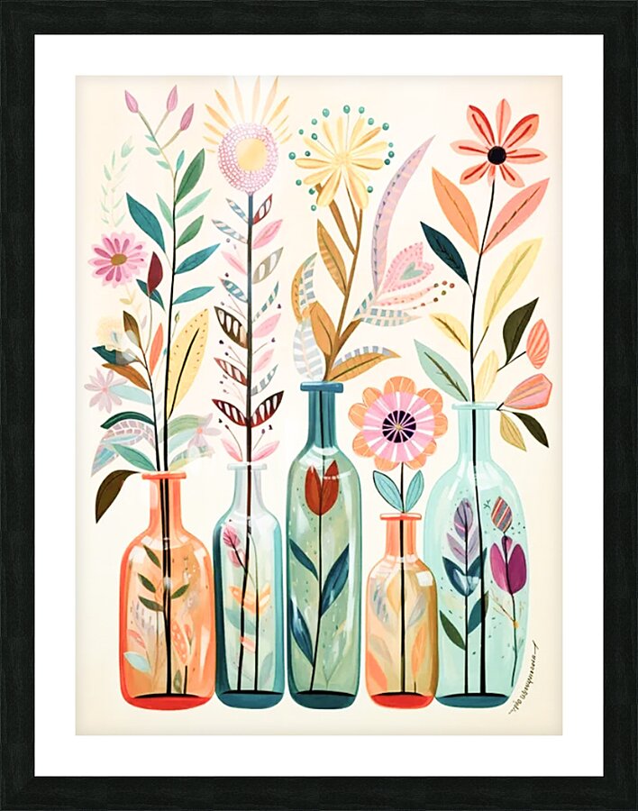 Flower Bottles Picture Frame print