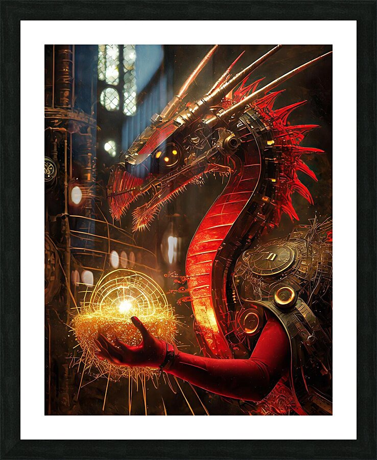 Red Dragan Gold Picture Frame print