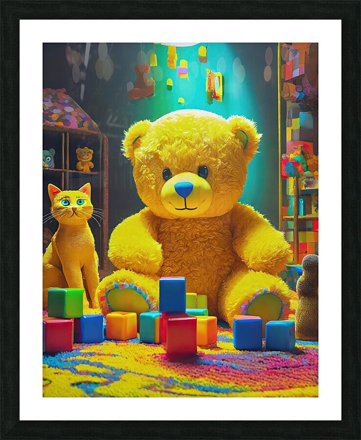 Yellow Teddy Picture Frame print