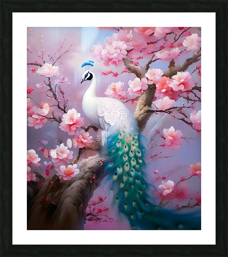 White Peacock Picture Frame print