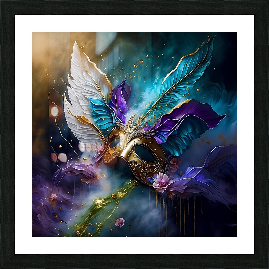 Feather Mask Picture Frame print