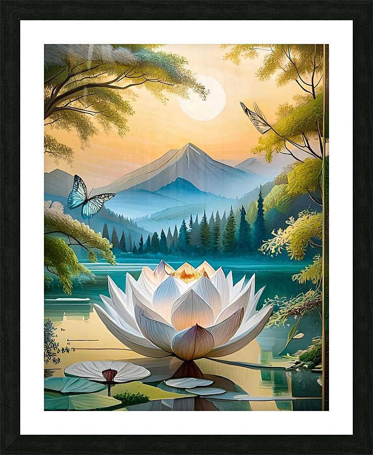 Lotus On Pond Picture Frame print